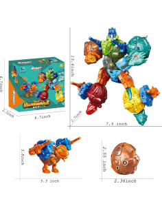 Juego de Juguetes Transformables 6 en 1 KaxiNeu Dinosaurios 2