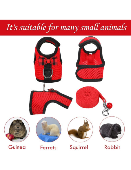 Arnés para Cobayas y Conejos SATINIOR con Correa y Campana