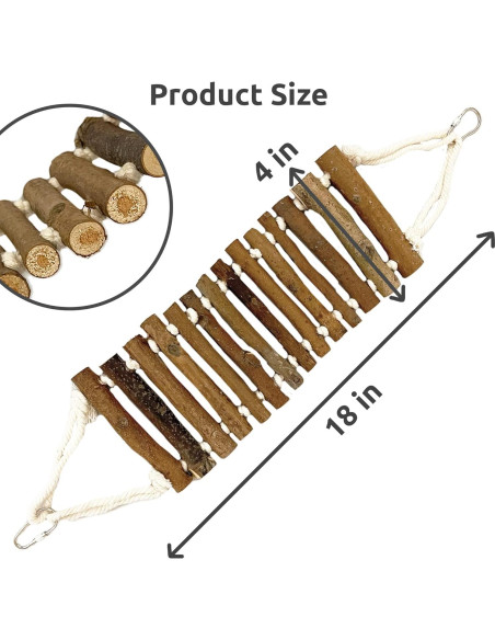 Escalera para Jaula de Aves SIMENA 12.7cm Madera Natural