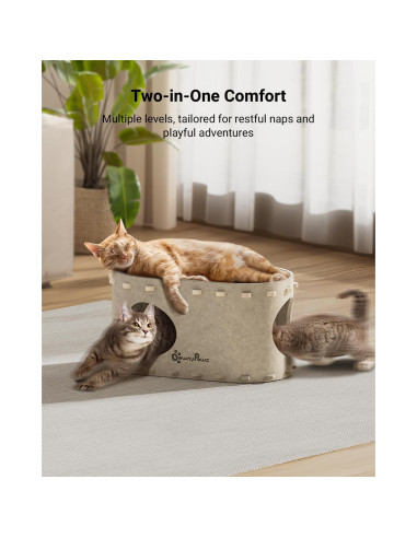 Casa para Gatos PeekaPurr DownyPaws 2 Pisos 57.9x32.8x30 cm