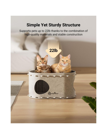 Casa para Gatos PeekaPurr DownyPaws 2 Pisos 57.9x32.8x30 cm