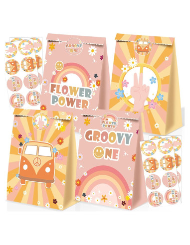 24 Bolsas de Favor de Fiesta Groovy BQC 21x15x8 cm