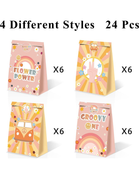 24 Bolsas de Favor de Fiesta Groovy BQC 21x15x8 cm