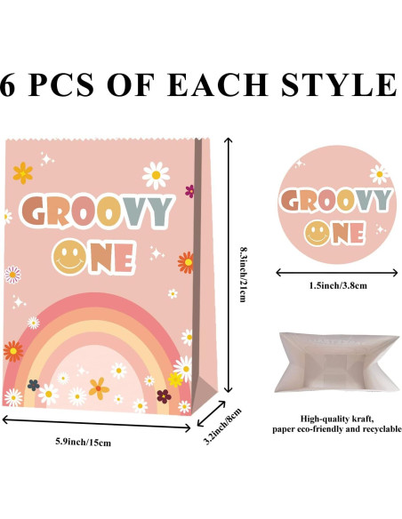 24 Bolsas de Favor de Fiesta Groovy BQC 21x15x8 cm