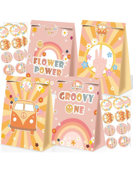 24 Bolsas de Favor de Fiesta Groovy BQC 21x15x8 cm