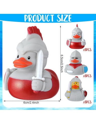 24 Patitos de Goma Medievales Caballero Sotiff - Decoración Fiesta