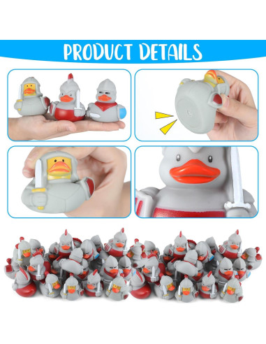 24 Patitos de Goma Medievales Caballero Sotiff - Decoración Fiesta