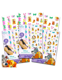 Tatuajes Temporales Disney La Dama y el Vagabundo - 75 Piezas