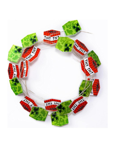 Luces de Cadena LED Minecraft Creeper y TNT 2.4m