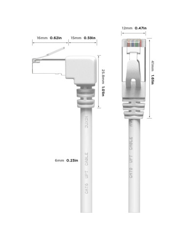 Cable Ethernet Cat6 90 Grados JUXIN 0.91M Blanco 1Gbps