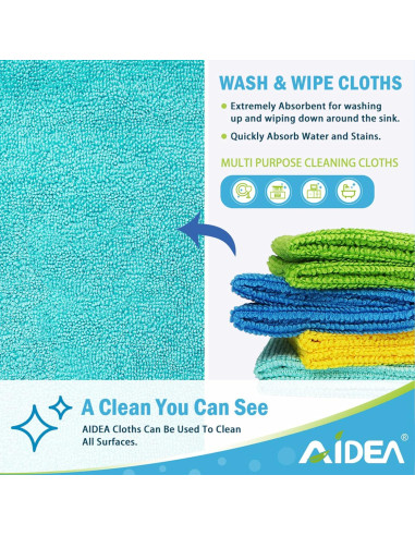Paños de Microfibra AIDEA 100PK 30x30cm Suaves y Absorbentes