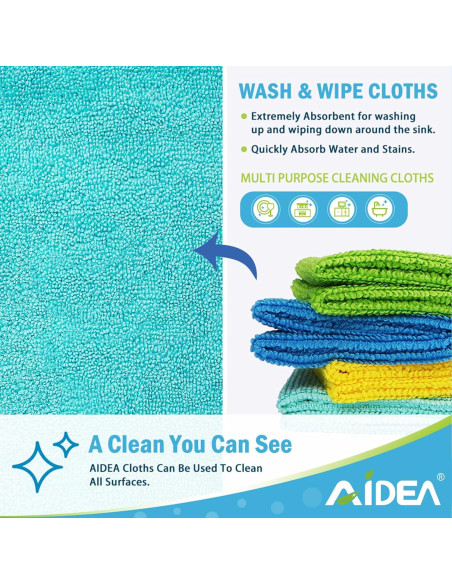 Paños de Microfibra AIDEA 100PK 30x30cm Suaves y Absorbentes