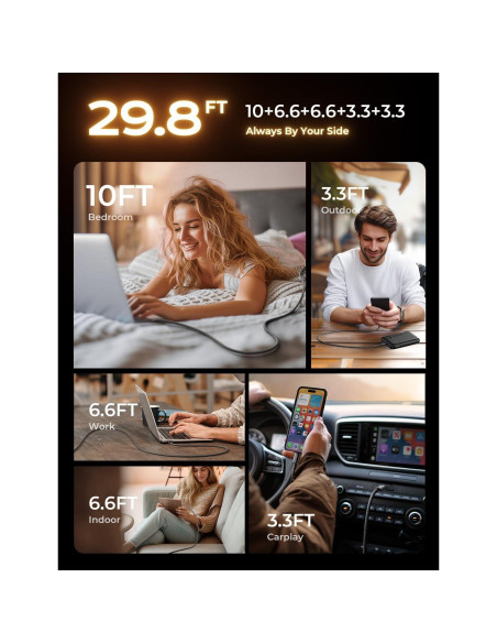 Cable USB C LISEN 60W Carga Rápida Paquete de 5 (1-3m)