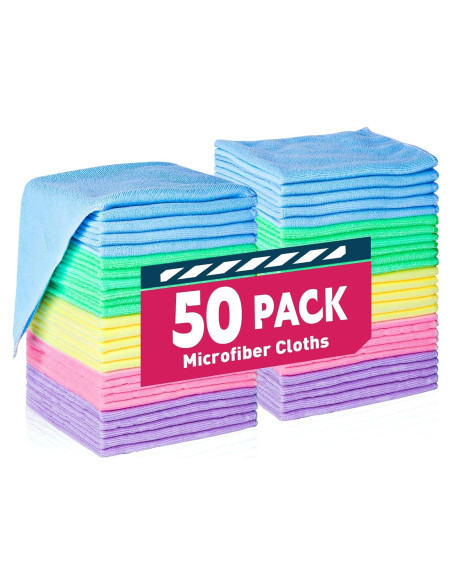 Paquete de 50 Paños de Microfibra TEAWOO 30x30 cm Surtidos