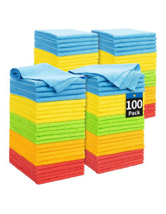 Paquete de 100 Paños de Microfibra HOMERHYME 29.2x29.2 cm