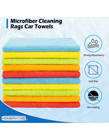 Paquete de 100 Paños de Microfibra HOMERHYME 29.2x29.2 cm