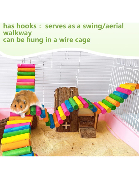 Puente Colorido de Madera Hamiledyi para Hámster 2 Piezas