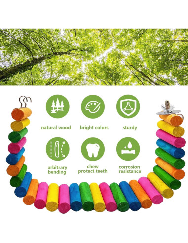 Puente Colorido de Madera Hamiledyi para Hámster 2 Piezas