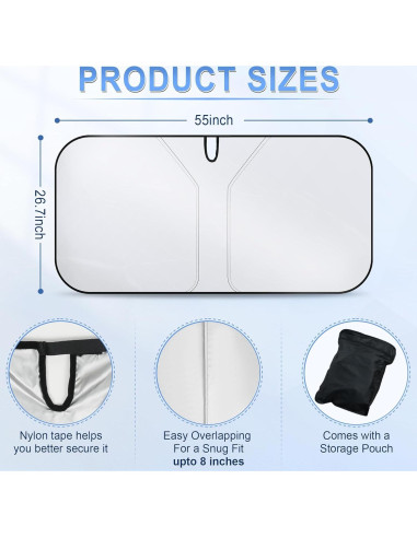 Protector Solar Plegable SINGARO para Parabrisas de Coche