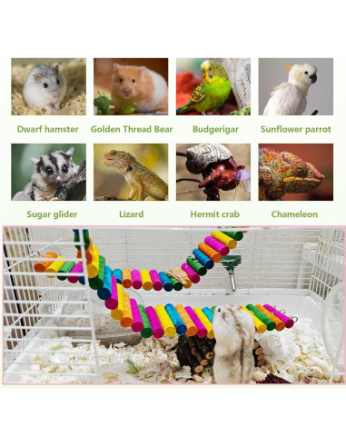 Puente Colorido de Madera Hamiledyi para Hámster 2 Piezas