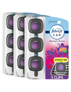 Febreze Ambientador de Auto Clip Ventilación Gain Brisa de Luna 9 Piezas