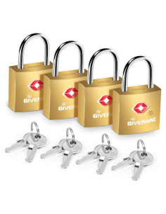 Pack de 4 Candados de Equipaje TSA GIVERARE Dorado Irrompibles
