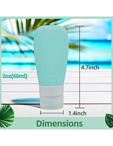 Botellas de Silicona Reutilizables Vonpri 60ml 4pack a Prueba de Fugas