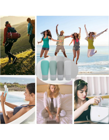 Botellas de Silicona Reutilizables Vonpri 60ml 4pack a Prueba de Fugas