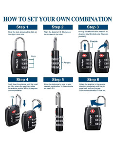 Candados de Equipaje TSA Cluckyu - Paquete de 4, Combinación 3 Dígitos 2