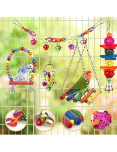 Juguetes para Aves YIXUND - 9 Piezas Coloridas para Conures 2