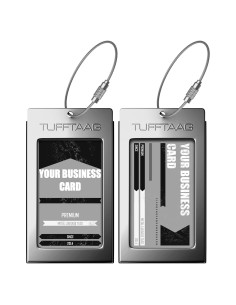 Portaetiquetas de Equipaje TUFFTAAG - 2 Etiquetas de Acero Inoxidable