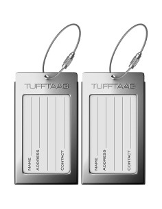 Portaetiquetas de Equipaje TUFFTAAG - 2 Etiquetas de Acero Inoxidable 2