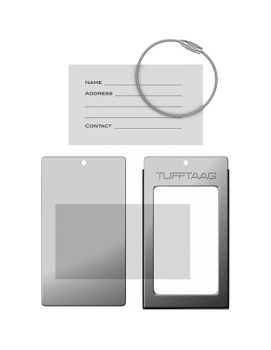 Portaetiquetas de Equipaje TUFFTAAG - 2 Etiquetas de Acero Inoxidable