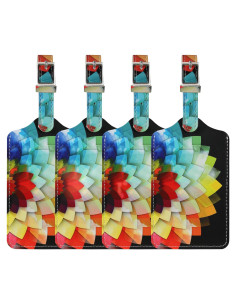 Paquete de 4 Etiquetas de Equipaje Sodsay de Cuero Colorido