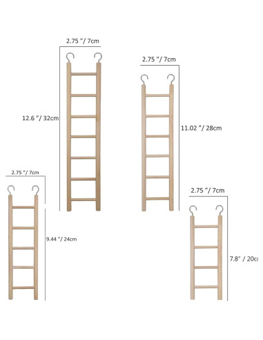 Escalera de Madera para Aves LWINGFLYER - 4 Piezas 25.4 cm