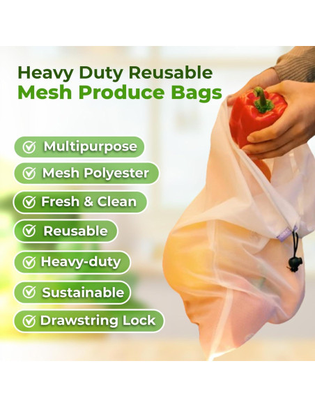 Conjunto de 9 Bolsas Reutilizables purifyou - Malla Lavable