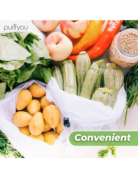 Conjunto de 9 Bolsas Reutilizables purifyou - Malla Lavable