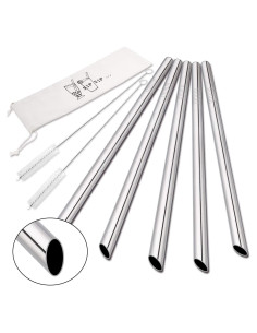 5 Popotes Reutilizables Acero Inoxidable HIWARE 25.4 cm
