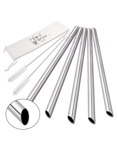 5 Popotes Reutilizables Acero Inoxidable HIWARE 25.4 cm