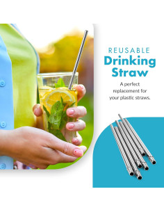 Popotes de Acero Inoxidable Reutilizables 24 cm - Soluciones Simply Green 2