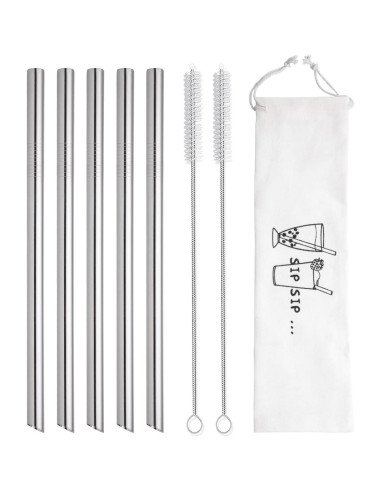 5 Popotes Reutilizables Acero Inoxidable HIWARE 25.4 cm