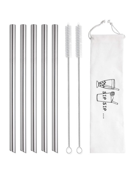 5 Popotes Reutilizables Acero Inoxidable HIWARE 25.4 cm