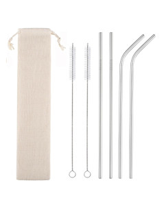 Juego de 4 Pajitas de Metal Reutilizables CAMDEA con Estuche