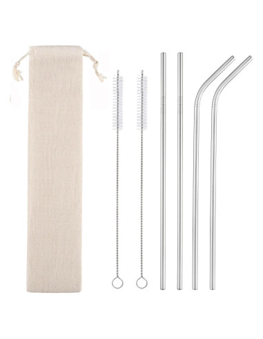 Juego de 4 Pajitas de Metal Reutilizables CAMDEA con Estuche