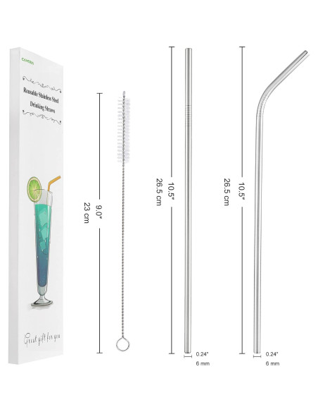 Juego de 4 Pajitas de Metal Reutilizables CAMDEA con Estuche