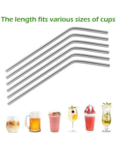 Popotes de Acero Inoxidable Reutilizables Acerich - 6 Pcs con Cepillo 2