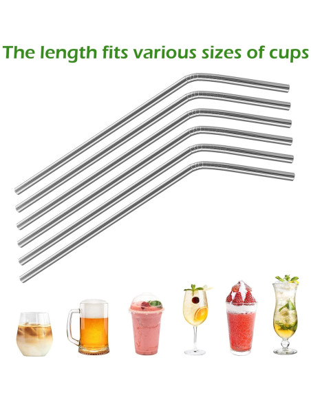 Popotes de Acero Inoxidable Reutilizables Acerich - 6 Pcs con Cepillo