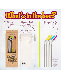 Popotes Reutilizables Softy Acero Inoxidable 23 cm con Silicona 2