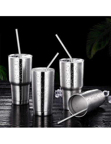 Juego de 4 Pajitas de Metal Reutilizables CAMDEA con Estuche