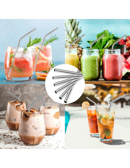 Popotes de Acero Inoxidable Reutilizables Acerich - 6 Pcs con Cepillo